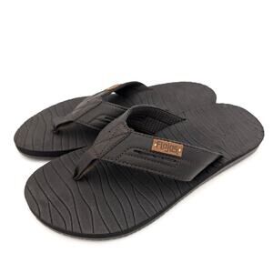 Flojos Waverunner Men's Sporty Flip Flop Sandal Textured Brown Size US7 EU41